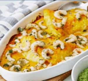 CREMET HVIDFISK MED REJER